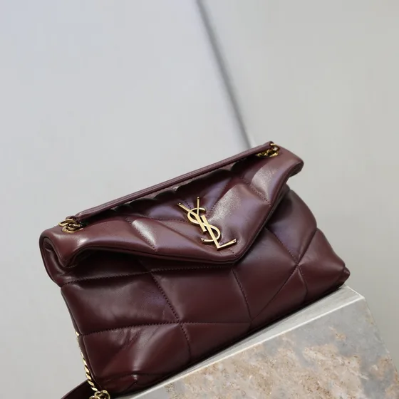 YSL Loulou Puffer Bordeaux Borsa a spalla