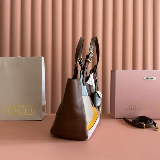 Miu Miu Patchwork Kulit Tote Multiwarna Tote Bag