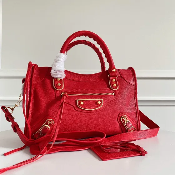 Balenciaga City Metallic Edge Rood Bovenhandgreep