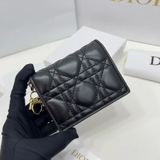 Dior Lady Dior Compact Zip Wallet Đen Wallet