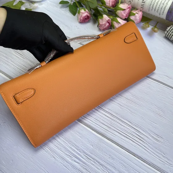 Hermes Kelly Cut Orange Clutch