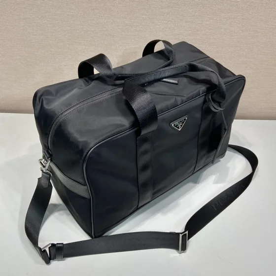 Prada Re-Nylon And Saffiano Leather Travel Duffle Bag Black Shoulder Bag
