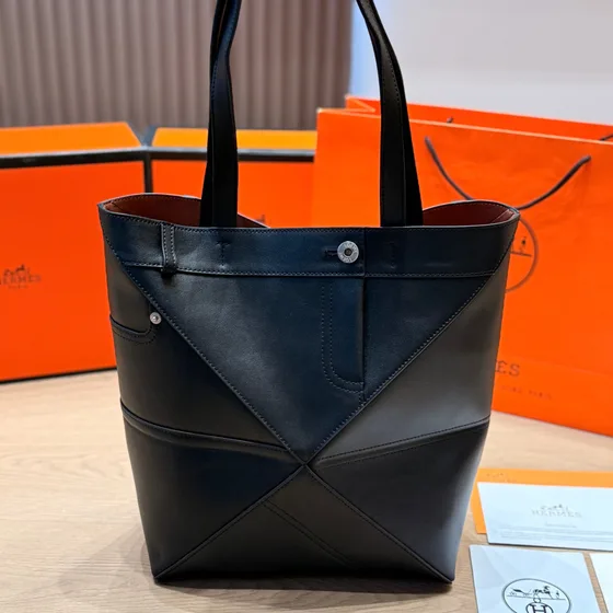 Loewe Puzzle Fold Tote Schwarz Shoppertasche