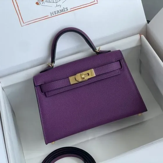 Hermes Mini Kelly Purple Top Handle