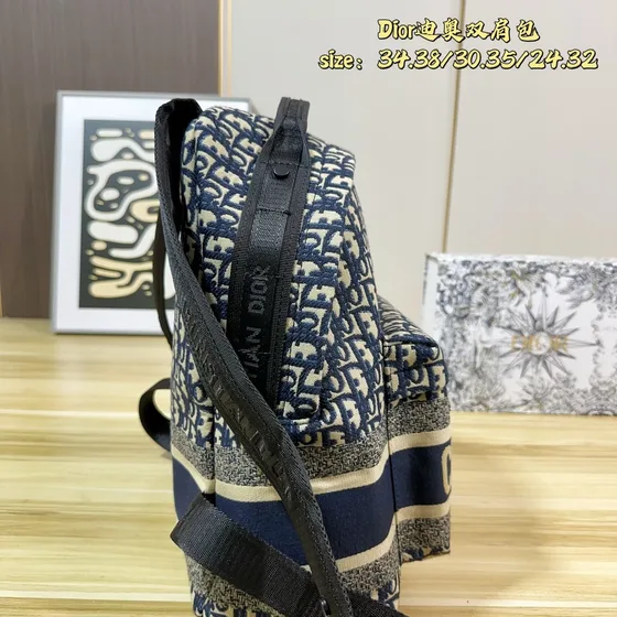 Dior Diortravel Ryggsekk Blå And Beige 34-38/30-35/24-32cm Ryggsekk
