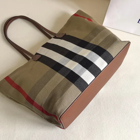 Burberry Check Lærred Shoppertasketur Beige/Brun Check Shoppertasketur