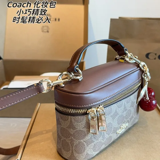 Coach Cosmetic Case Nâu Top Handle