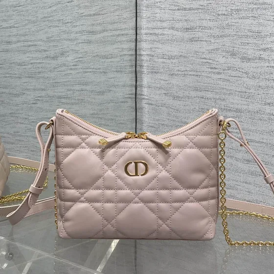 Dior Miss Caro Mini Hobo Bag With Chain Powder Rosa Hobo