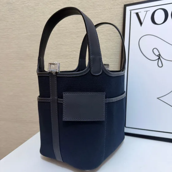 Hermes Cargo Picotin Lock Dark Azul Asa superior