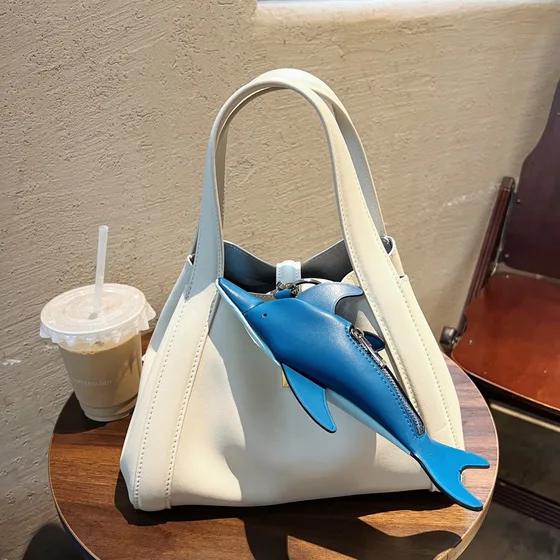 Loewe Dolphin Coin Purse Charm Blue Coin Purse