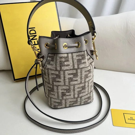 Fendi Mon Tresor Mini Bucket Bag Grey Shoulder Bag