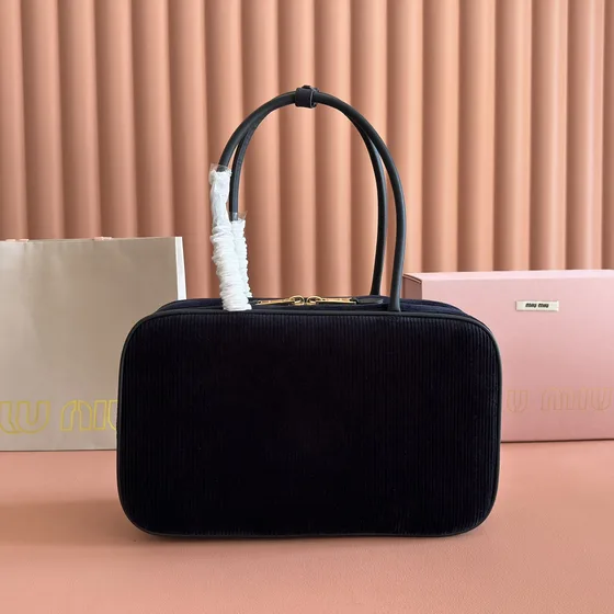 Miu Miu Corduroy Top Handle Bag Black Top Handle