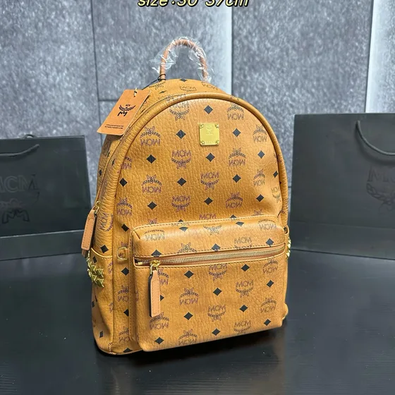 MCM Stark Visetos Backpack Multicolor Beige Pink Cognac 30 37cm Backpack