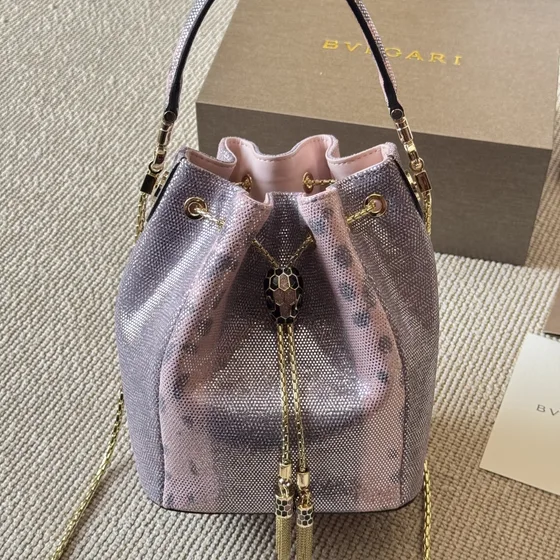Bvlgari Serpenti Forever Bolso cubo Iridescent Metallic Light Rosa/Morado Bolso cubo