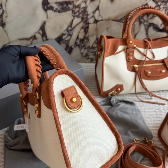 Balenciaga Neo Classic City Bag Hvid/Tan Tophåndtag