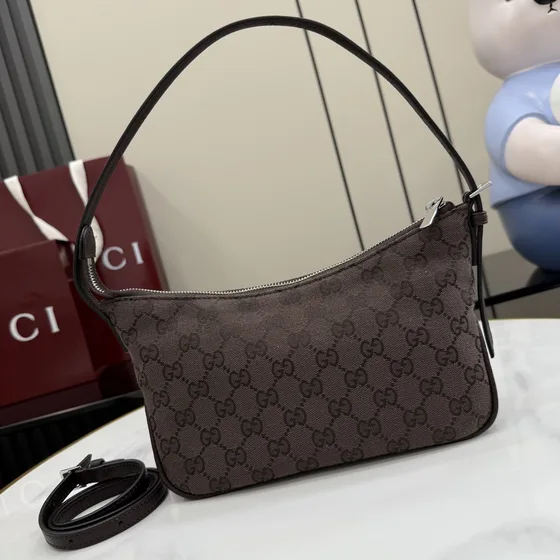 Gucci Gg Tela Borsa a spalla With Extra Strap Dark Marrone Borsa a spalla