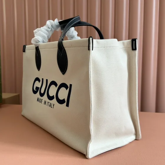 Gucci Printed Lona Medium Bolsa tote Branco/Bege Bolsa tote