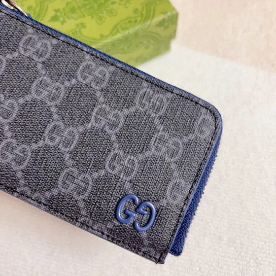 Gucci Gg Zip Card Case Grå/Blå Card Holder
