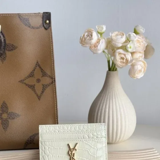 YSL Monogram Card Holder White Card Holder