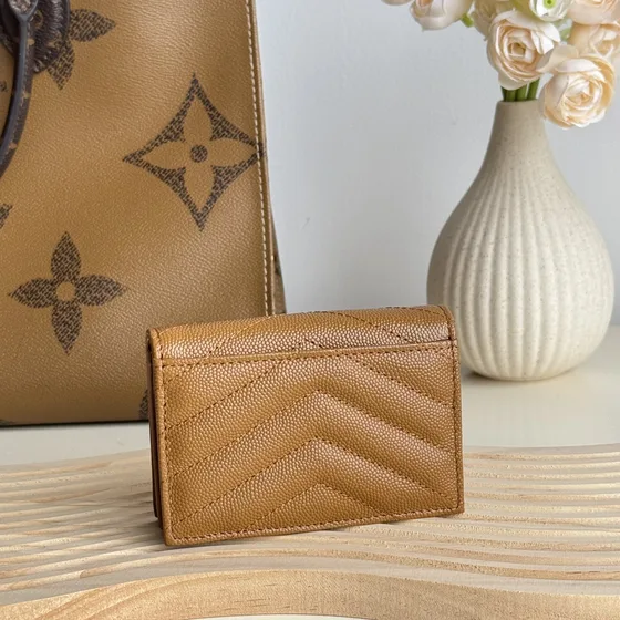 YSL Cassandre Matelassé Compact Wallet Nâu Wallet