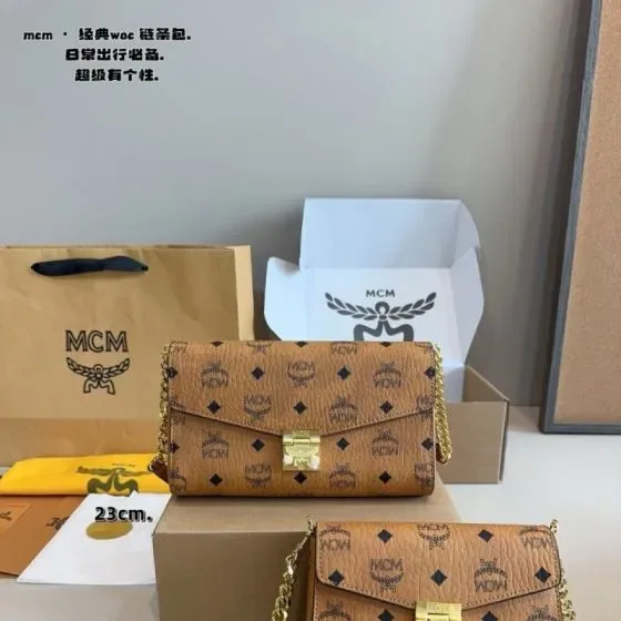 MCM Tracy Crossbody Wallet On Chain Cognac 23cm Woc