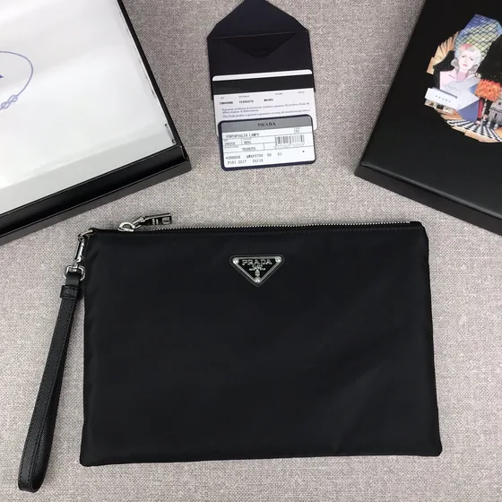 Prada Nylon Pochette Wristlet Nero Pochette