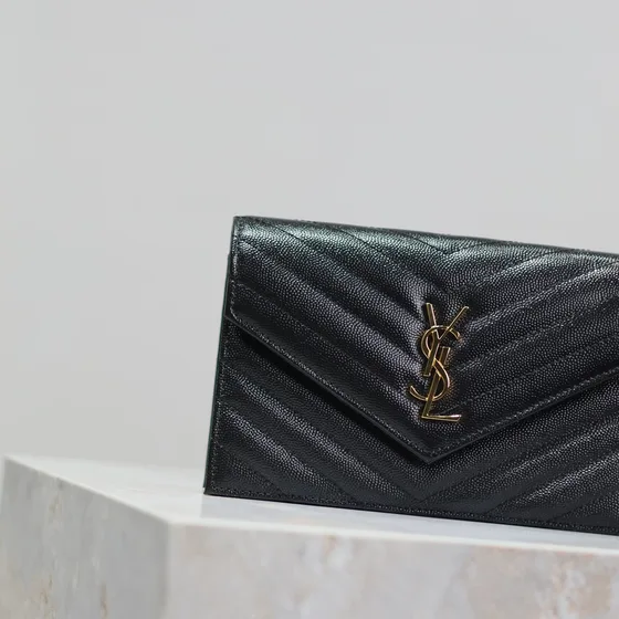 YSL Cassandre Matelassé Flap Wallet Hitam Wallet