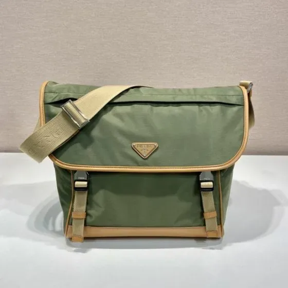 Prada Re-Nylon And Saffiano Leather Shoulder Bag Green Crossbody