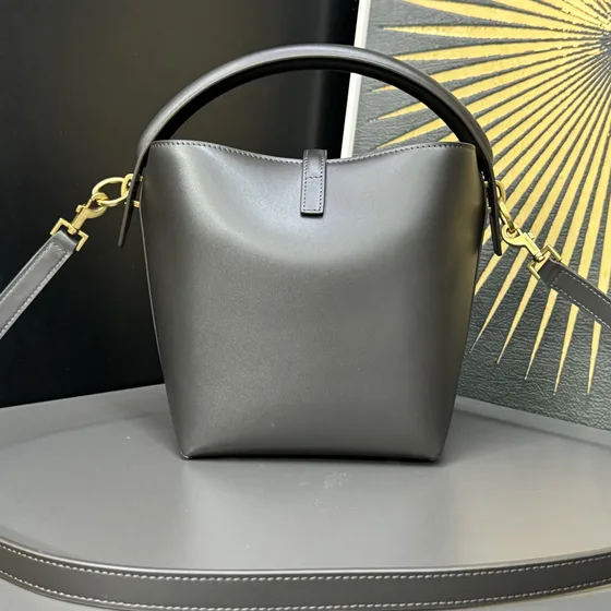 YSL Le 37 Mini Bolsa balde Cinza Crossbody