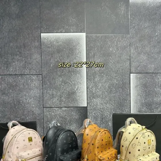 MCM Stark Side Studs Backpack Black Pink Cognac Beige 22 27cm Backpack