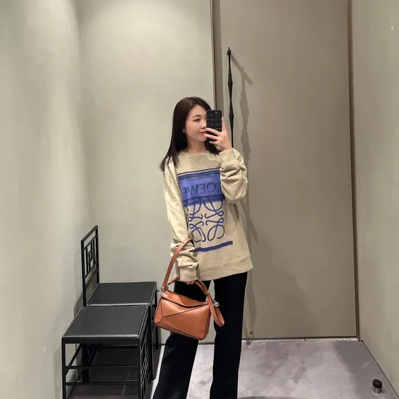 Loewe Puzzle Bag Sort And Brun Tophåndtag