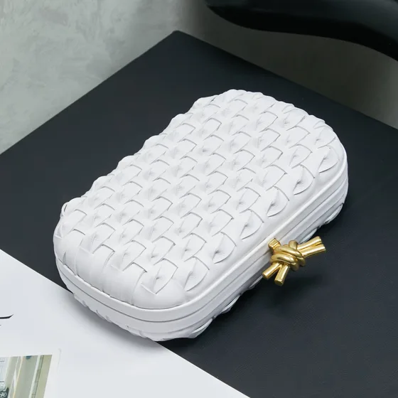 Bottega Veneta Knot Clutch White Clutch