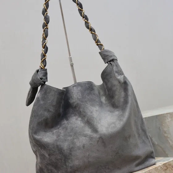 YSL Suede Chain Hobo Bag Gray Hobo