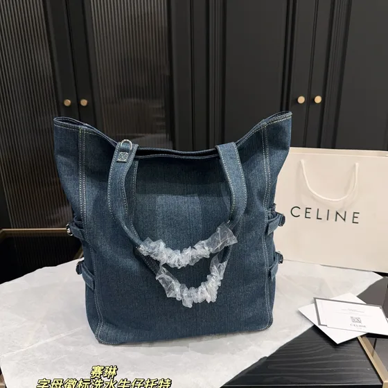 Celine Denim Tote Bag Dark أزرق 31.5*39cm Tote Bag