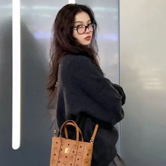 MCM Aren Tote In Visetos Cognac Brown Top Handle