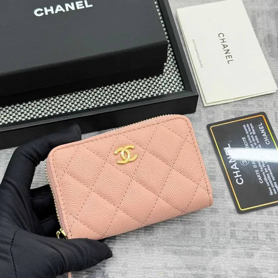 Chanel Zip Coin Purse Rosa Card Holder