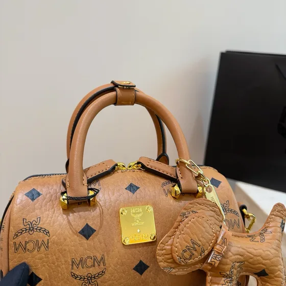 MCM Boston Bag Cognac Brown Top Handle