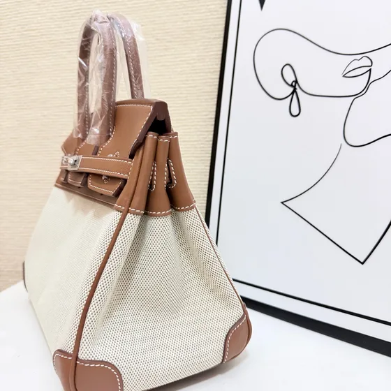Hermes Birkin Brun/Beige Tophåndtag