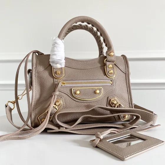 Balenciaga Metallic Edge City Mini Taupe Top Handle