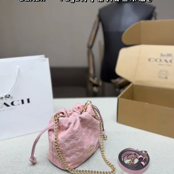 Coach Drawstring Bolsa balde Rosa Crossbody