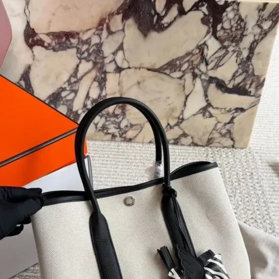 Loewe Garden Party Beige Black Tote Bag