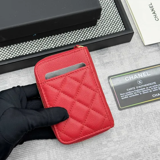 Chanel Zip Card Holder สีแดง Card Holder