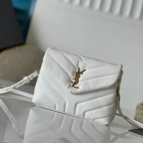 YSL Loulou Toy Puffer Crossbody Bag White Crossbody