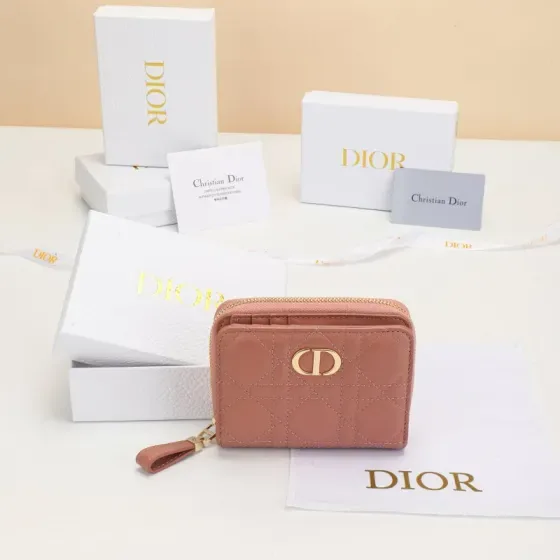 Dior Dior Caro Compact Zipped Wallet Rose Pink Wallet
