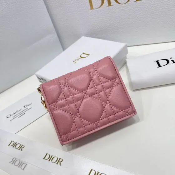 Dior Lady Dior Compact Wallet Pink Wallet