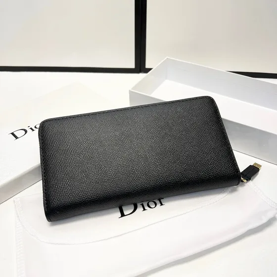 Dior 30 Montaigne Zip Long Wallet Black Wallet