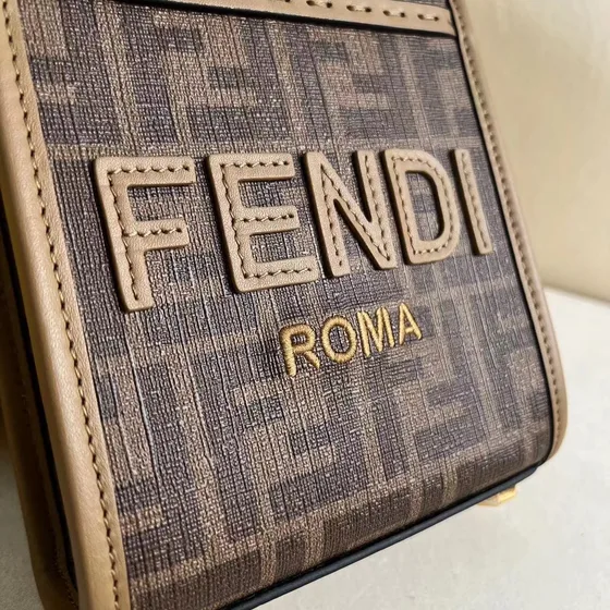 Fendi Mini Sunshine Shopper Tote Brown Tote Bag