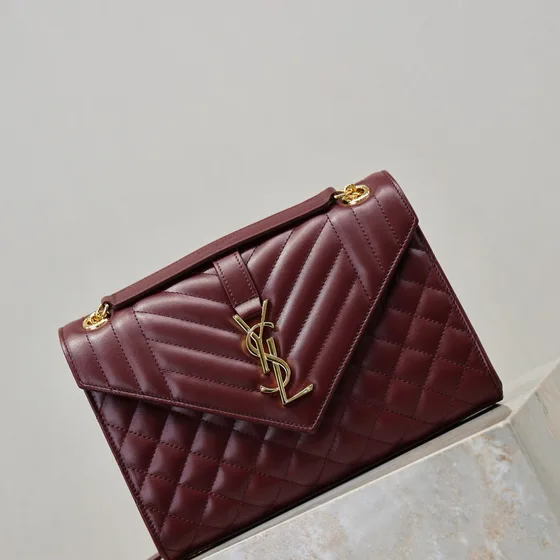 YSL Envelope Skuldertaske Burgund Skuldertaske