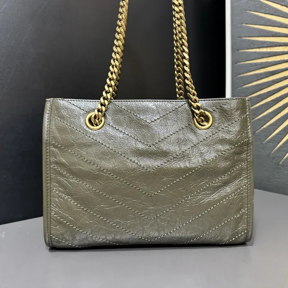 YSL Nolita Khaki Gray Borsa a spalla