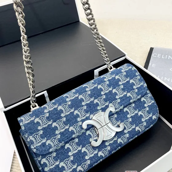 Celine Triomphe Denim Blå Skuldertaske